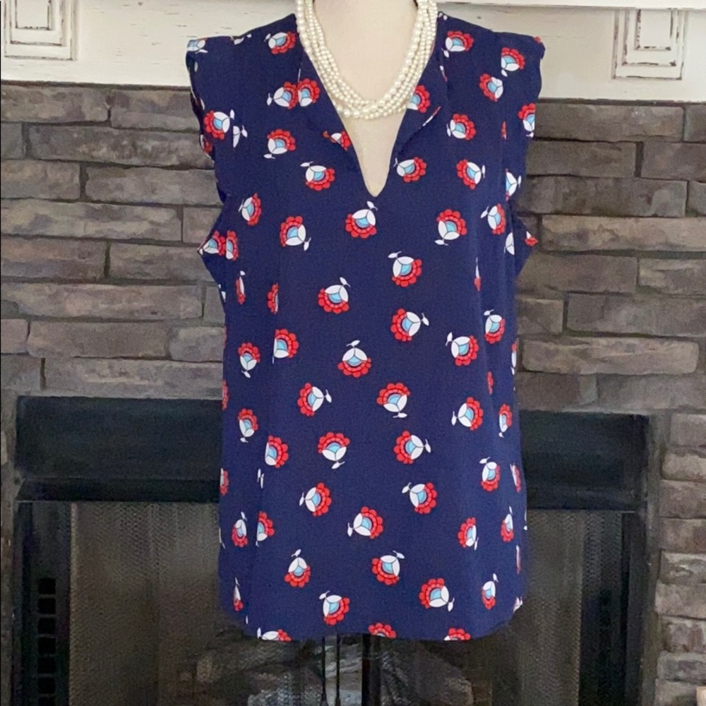 Women’s Floral Flutter Cap Sleeve Top